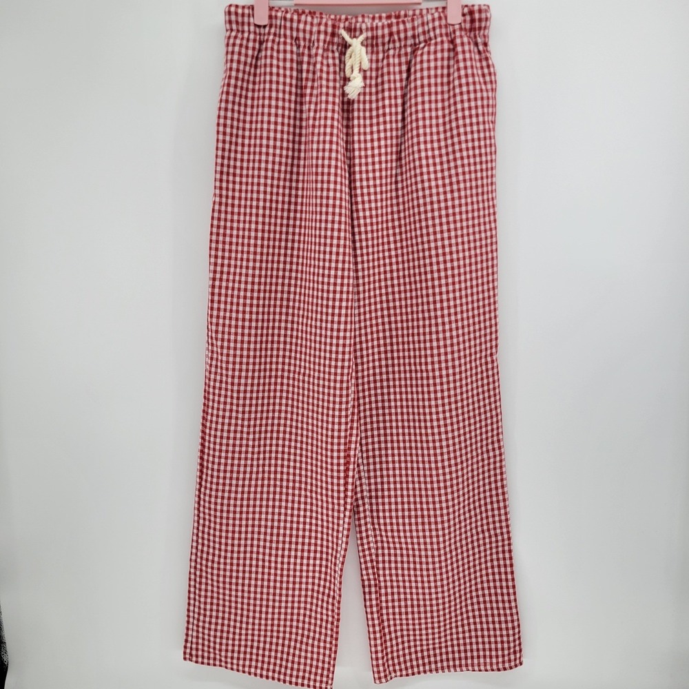 Simply Southern Red White Gingham Pajama Pants Cotton Wide Leg XS S